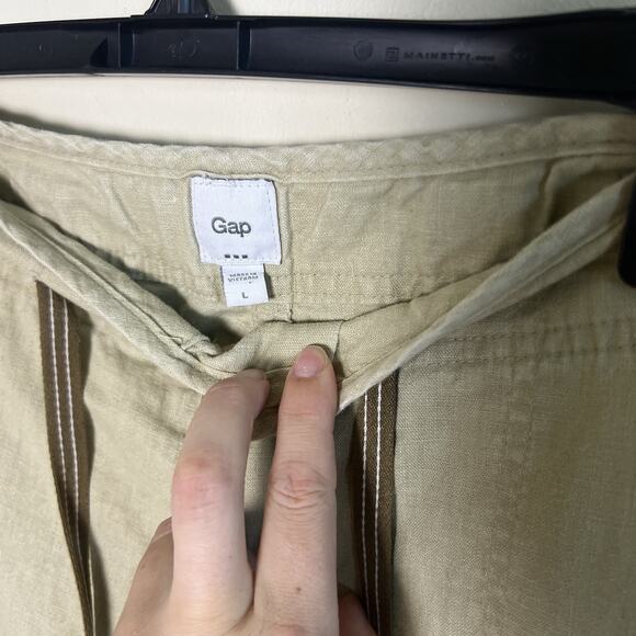 Gap Tan Linen Cotton Pants Mens Size Large Drawstring‎ Beach Resort Lightweight - Picture 5 of 10